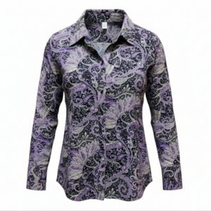 Worthington Women's Stretch Long Sleeve Paisley Print Blouse - NWOT